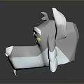 Low Poly 3D Wolf Head Character Model With Gray Fur And Blue Eyes 3d model