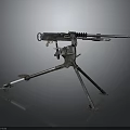 Vintage Military Machine Gun With Tripod Stand Metal Construction And Classic Design