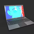 Stylish Modern Laptop With Sleek Design Screen Showing Anime Character And Keyboard