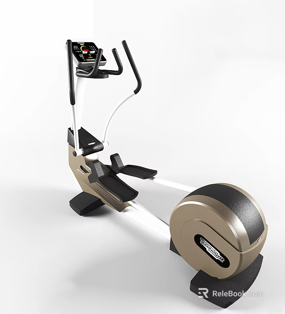 Commercial Fitness Equipment Elliptical Trainer With Gold And Black Design Digital Display And Handles 3d model 