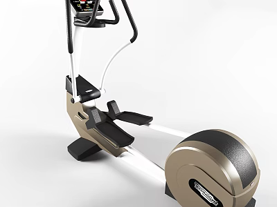 Commercial Fitness Equipment Elliptical Trainer With Gold And Black Design Digital Display And Handles 3d model