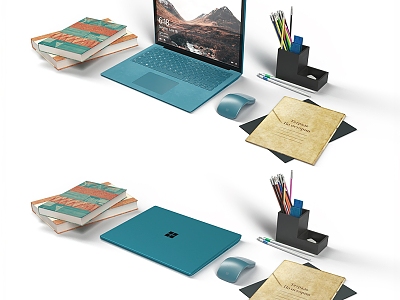 Office Supplies Desktop Ornaments Laptop Notebook 3d model