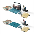 Office Supplies Desktop Ornaments Laptop Notebook 3d model