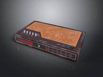 PC Accessory Device With Brown Casing Orange Grill Pattern Buttons And Interface Ports 3d model