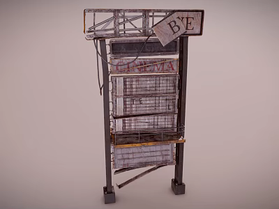 Commercial Metal Display Rack With Multi-layer Grid Baskets And B'E Sign 3d model