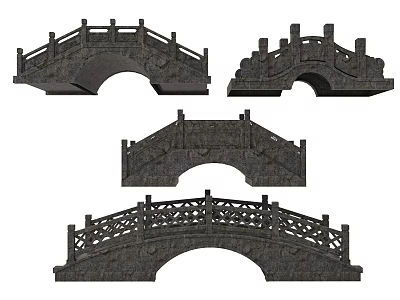 Elegant Scenic Bridge Designs With Carved Railings Arch Structures And Stone Construction 3d model