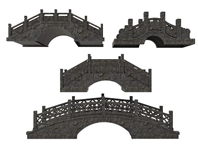 Stone Arch Bridge Landscape 3d model