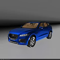 Technology Exhibition Hall Showcasing Blue Jaguar SUV 3D Model Display Details