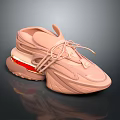 Pink Sport Shoes With Laces And Unique Thick Sole Design