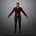 Male Character In Red And Black Coat With Black Pants Boots And Gloves