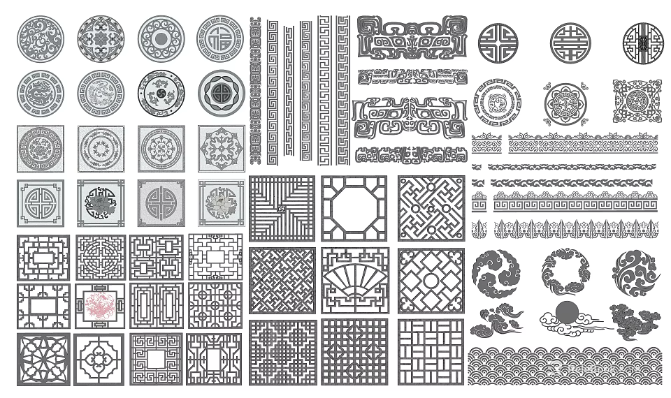 Ornate Traditional Chinese Lattice Windows With Various Intricate Decorative Patterns And Designs 3d model 