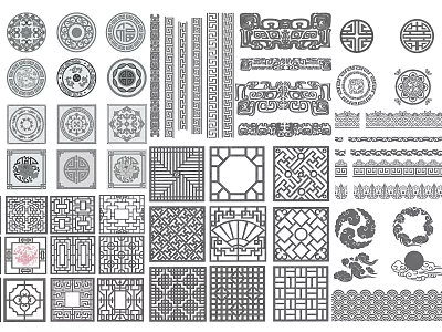 Ornate Traditional Chinese Lattice Windows With Various Intricate Decorative Patterns And Designs 3d model