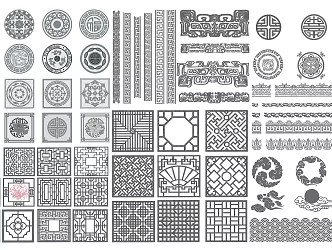 New Chinese-style openwork window component hardware 3d model