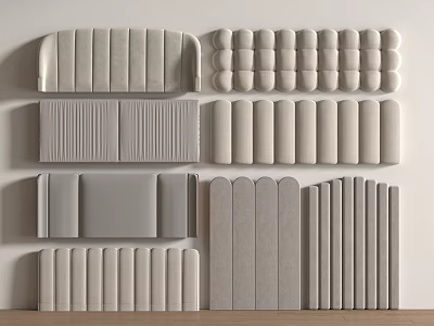 Various Grey Fabric Upholstered Panels With Different Designs For Home Decor 3d model