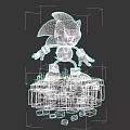 Blue Sonic the Hedgehog Standing on Floating Platform With Green Grass and Orange Blocks