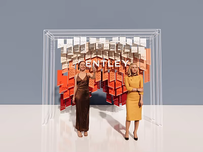 Bentley Photo Spot With Colorful Geometric Installation And Transparent Frame Where Two Women Pose 3d model