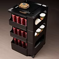 Black Kitchen Storage Trolley With Multiple Shelves Cans Cups And Cake 3d model