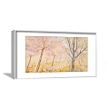 Landscape Painting With Pink Leaf Trees And Bare Branches Light Sky Ground 3d model