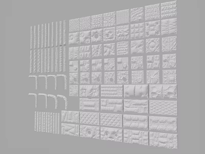 Furniture Decorative Panel Collection With Various Textured Patterns And Diverse Design Elements 3d model