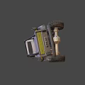 Silver Vintage Truck With Off Road Tires Parked On Rock In Grassland