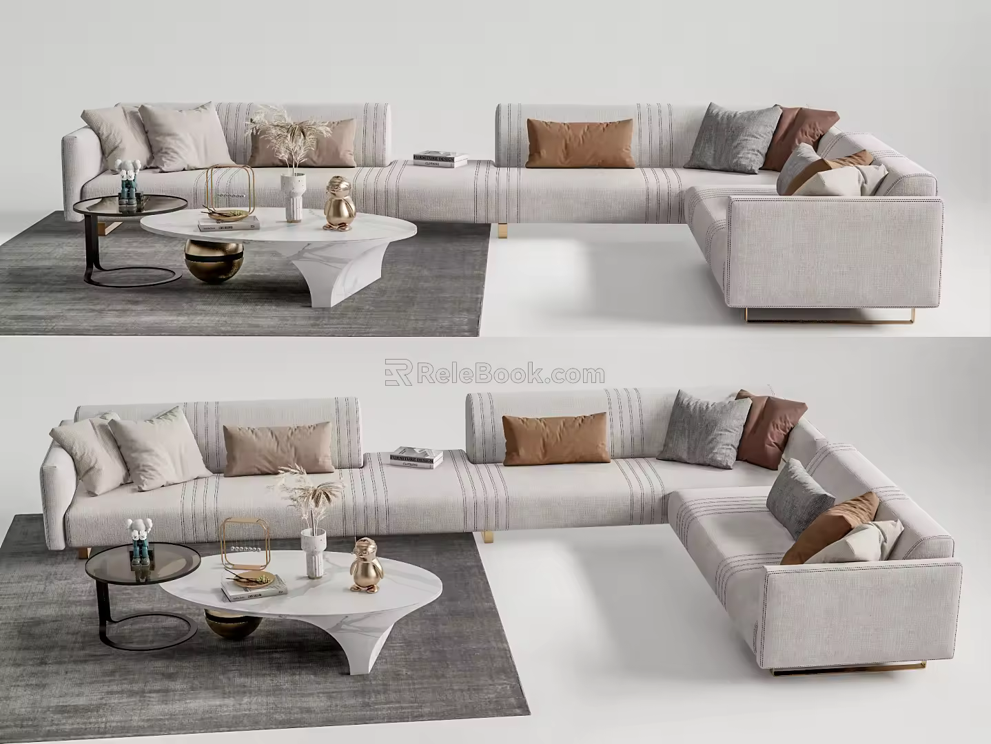Modern sofa coffee table combination 3d model