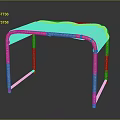 Modern Wicker Stool With Curved Frame And Woven Seat Design 3d model