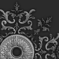 French PU lamp plate round ceiling shape decorative parquet combination lamp pool hollow imitation gypsum lamp holder carved disc 3d model