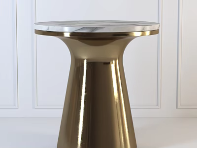 Modern Round Side Table With Marble Top And Gold Metal Base 3d model