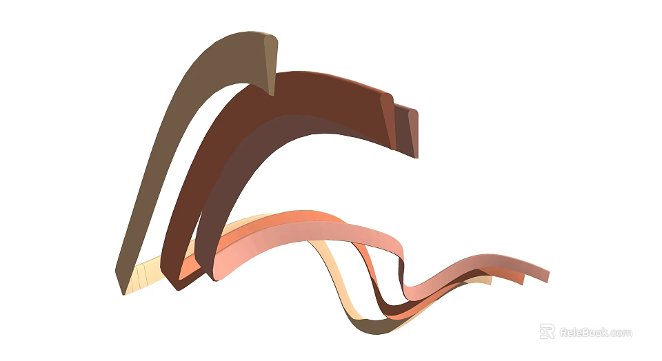 Modern Curved Multicolored Partition Design With Stripes For Interior Decor 3d model 