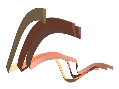 Modern Curved Multicolored Partition Design With Stripes For Interior Decor 3d model