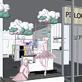PILLO POP Store Window Display With Ballerina Dolls And Cloud Decorations