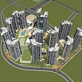 Modern High Rise Residential Complex With Central Green Space And Road Layout