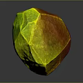 Colorful Polyhedral Gemstone With Yellow Red Gradient And Shiny Faceted Surface