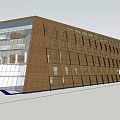 Contemporary Hotel Building Design With Wooden Striped Facade And Glass Entrance