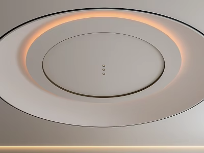 Modern Ceiling Design with Circular Layered Structure and Recessed Soft Lighting in Contemporary Interior 3d model