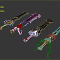 Game Inspired Fantasy Swords With Glowing Blue Blades And Intricate Designs