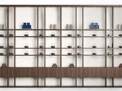 Modern Wooden Display Shelves With Multiple Tiers For Neatly Arranged Items 3d model