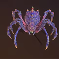 Colorful Fantasy Spider Creature With Mechanical Legs Glowing Eyes And Metallic Joints