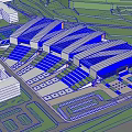 Modern Convention Center Complex With White Roofs Glass Structures Greenery And Parking Areas