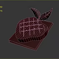 Red Strawberry Shaped Dessert Food With Green Leaves On Square Base