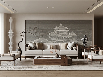 New Chinese Living Room 3d model