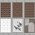 Modern Geometric Wall Decor With 3D Textured Patterns In Brown White And Gray 3d model