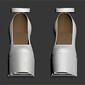 White Platform High Heel Shoes with Ankle Strap Thick Chunky Heel and Serrated Sole Design