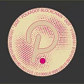 Circular Daily Life Product With Gold Pink Color Central Logo Dotted Pattern And Reflective Surface