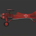 Vintage Red Biplane Airplane Model With Detailed Wings Propeller And Wheels