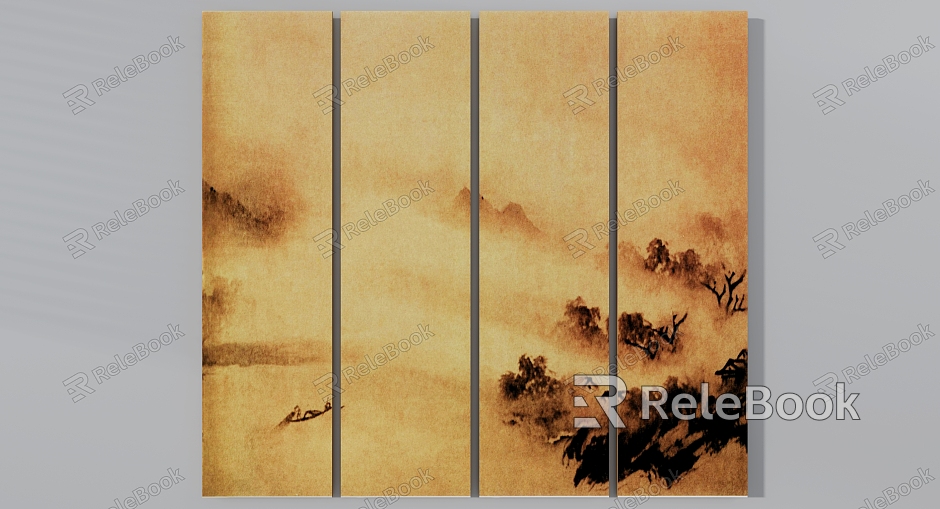 New Chinese Hanging Painting Landscape Landscape Mood model