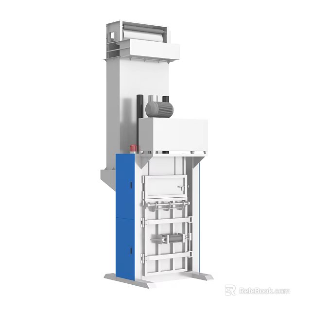 Vertical Industrial Waste Baler Equipment With Hydraulic Press And Metal Frame 3d model 