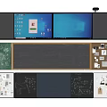 Practical Wall Hanging Organizer With Dual Monitor Screens Chalkboard Memo Board And Sticky Notes