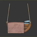 Cozy Hanging Furniture With Wooden Frame Pink Cushion And Blue Pillow
