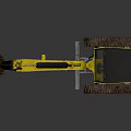 Yellow Compact Excavator On Reflective Surface With Tracked Undercarriage And Front Bucket 3d model